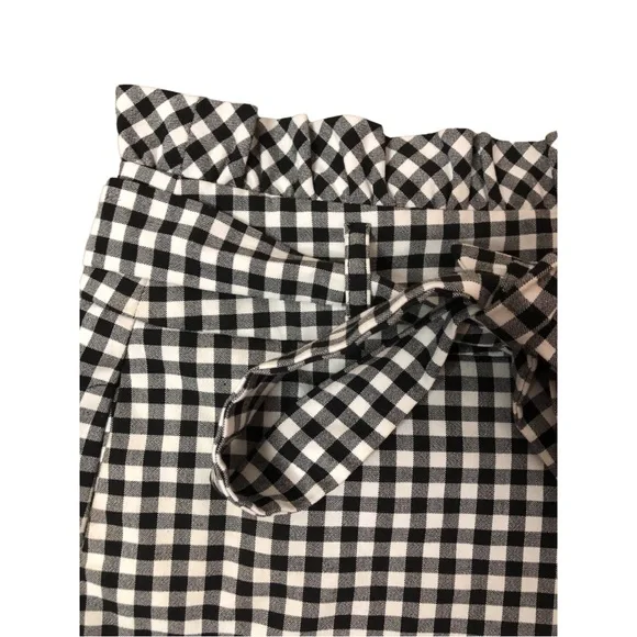 NWOT ZARA High Rise Paperbag Waist Gingham Black & White Plaid Shorts Sz Xs - Picture 4 of 15